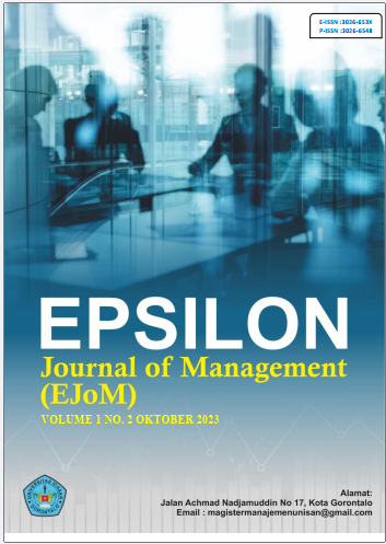 					View Vol. 2 No. 2 (2024): Oktober : Epsilon : Journal of Management (EJoM)
				